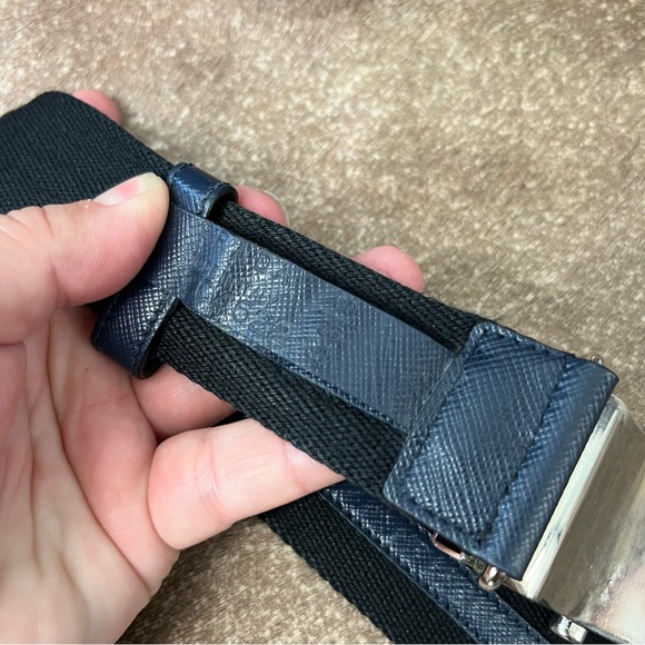 Prada Color Block Saffiano Logo Slide Buckle Belt - Picture 5 of 9